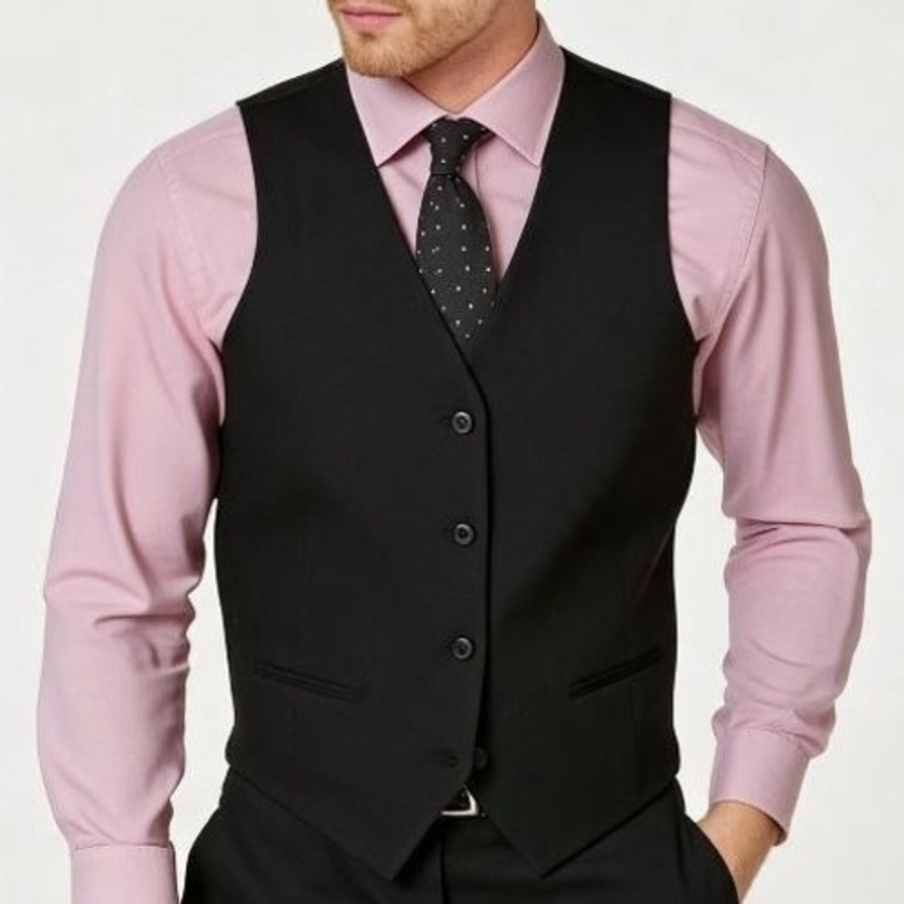 Alfani Suit Vest Mens XL Black Dark Academia Formal Tailored Waistcoat NWT